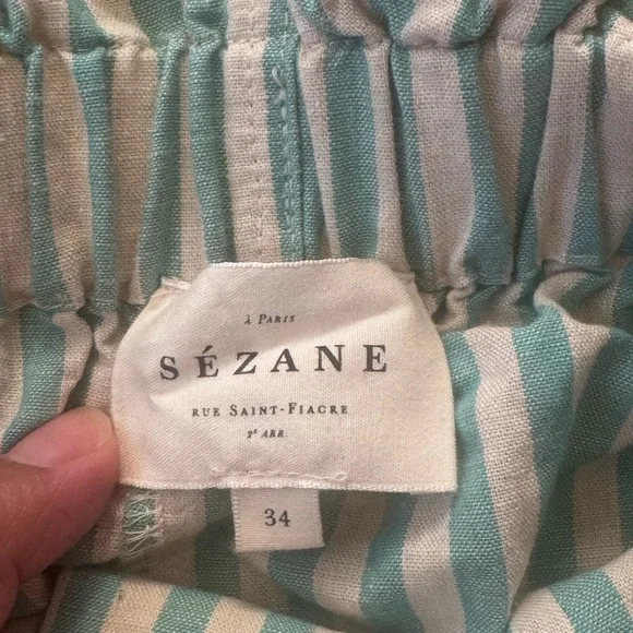 Striped Green sezane Jaques pants trousers xs 34 - Picture 4 of 6